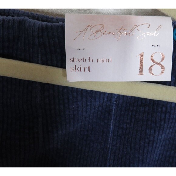 A Beautiful Soul Arula Blue Stretch Corduroy Button Front Mini Skirt Plus Sz 18 - Picture 5 of 7